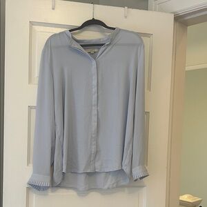 LOFT Soft Blue Blouse with Pleated Cuffs